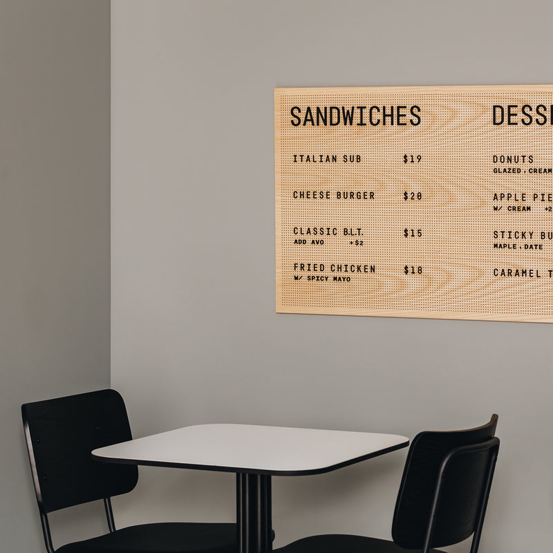 600X1200 MENU BOARD - ESSENTIALS PACK (BOARD, WHITE LETTERS & NUMBERS)