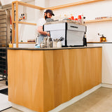Modern Counter with folded Wooden Tiles.